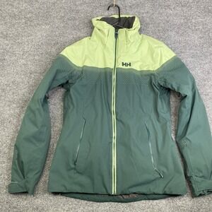 Helly Hansen Lifaloft Insulated Ski Jacket Womens Medium Green 65677 Full Zip